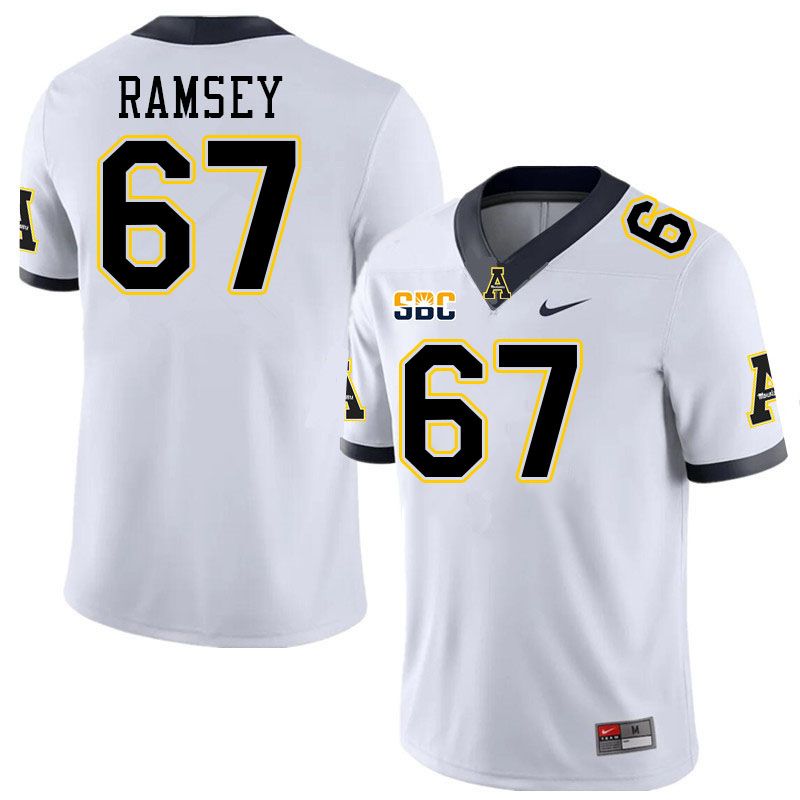 Appalachian State Mountaineers #67 Trent Ramsey College Football Jerseys Stitched-White